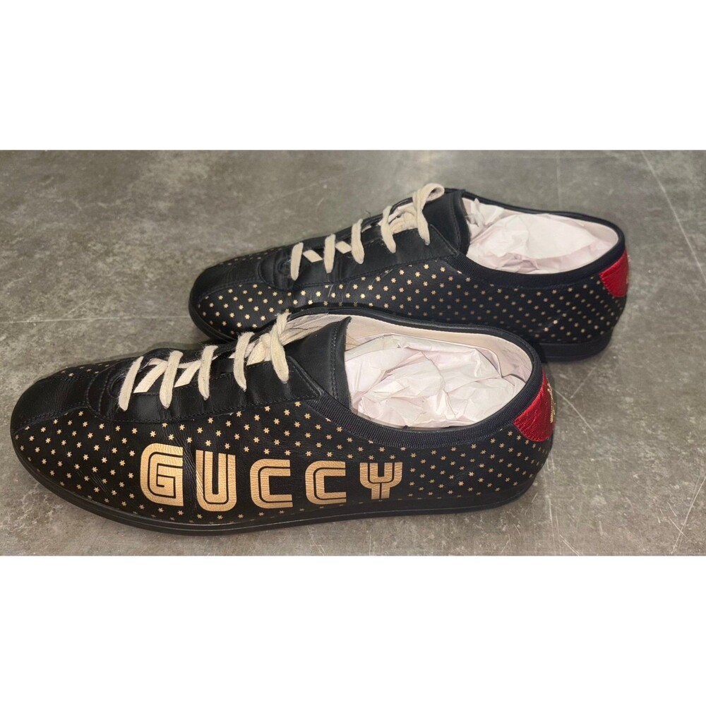 Gucci | Men's | “Guccy" | SEGA© Print | Stars |Falacer Sneaker Leather Size 9.5